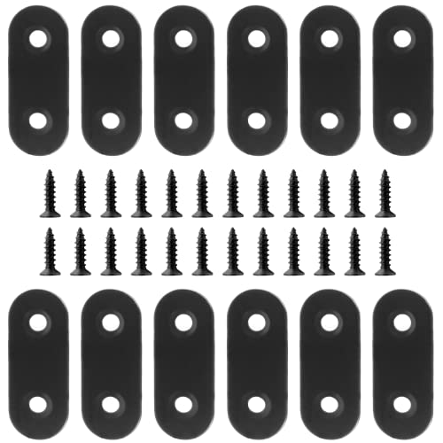 Jiozermi 12 Pcs Straight Brace, 1.6" x 0.6", Stainless Steel, Black - size: Black, 1.6” x 0.6”, 12 Pcs