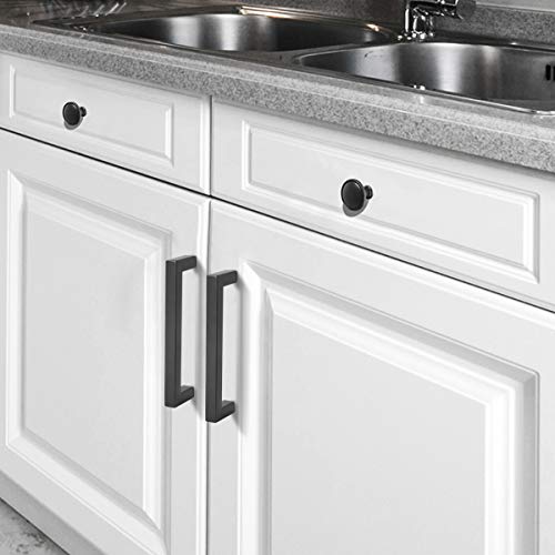 KNOBWELL 6 Pack 5 inch Black Cabinet Handles Drawer Pulls Kitchen Handles - color: Matte Black, size: Hole Center:5 inch(128mm)