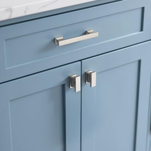 KNOBWELL 6 Pack Brushed Nickel Solid Cabinet Knobs Overall Length 1-1/2 Inch Single Hole Kitchen Cabinet Hardware for Cupboard Drawer Dresser Knobs - color: Brushed Nickel, size: Overall Length：1-1/2 inch（38mm）