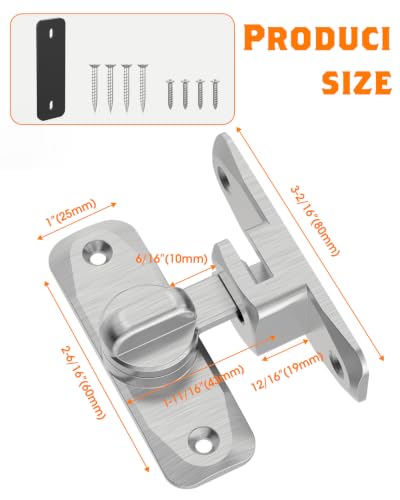 90/180 Degree Barn Door Latch Lock with Spacer, Silver, 4 Pack - color: Silver-4Pcs