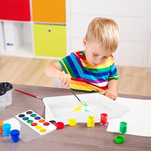 12 Pack Plastic Art Trays,Activity Crafts Tray,Stackable Serving Tray for Kids DIY Projects,Painting,School,Home,Beads(White) - style: 12PCS White
