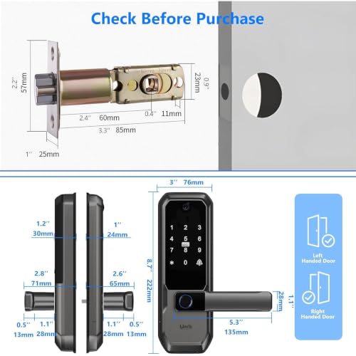 UMIKSMART WiFi Smart Door Lock with Camera, Fingerprint Keypad, App Control - color: Charcoal