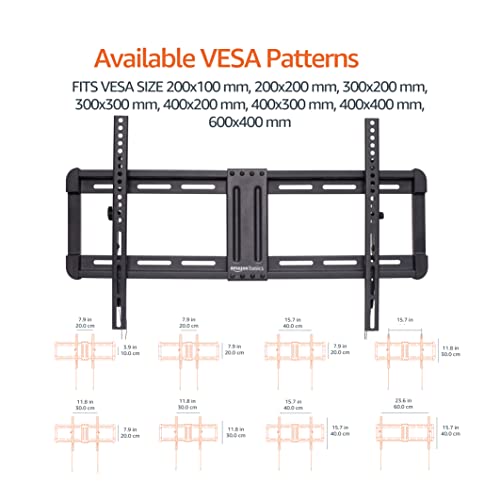 Amazon Basics Tilting TV Wall Mount with Horizontal Post Installation Leveling for 37" to 86" TVs, Wood Studs Compatible, Black - style: Tilt