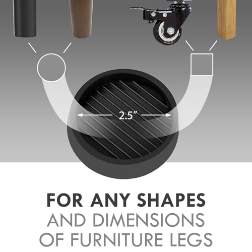 2.5X2.5 Round Rubber Caster Cups, Non Slip Furniture Pads - 12 Pack - color: Black, size: 2.5” 12pcs