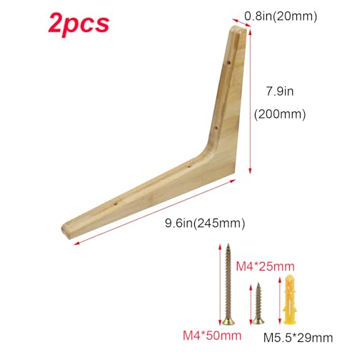 Antrader 2PCS Wooden Shelf Brackets,9.6"×7.9"×0.8",Light Brown - color: Light Brown, size: 9.6"×7.9"×0.8",2pcs