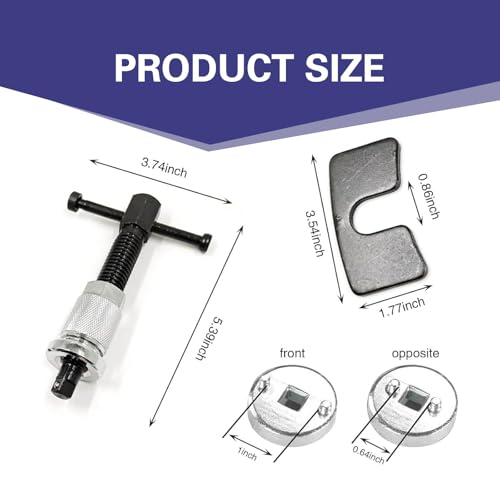 Car Brake Pad Replacement Tool, Disc Brake Caliper Compression Tool Kit, Anti-rust Piston Rewind Device with 2 Adapters and C-shaped Plate, Universal Repair Accessory for Cars (Silver)