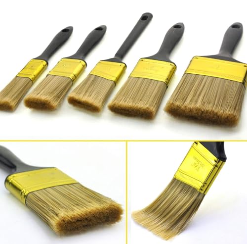 Great Andrew Paint Brushes, 5 Pack 1" 1.5" 2" 3" Flat 1.5" Angled - size: 5 PCS, 1",1.5",2",3"&1.5"A