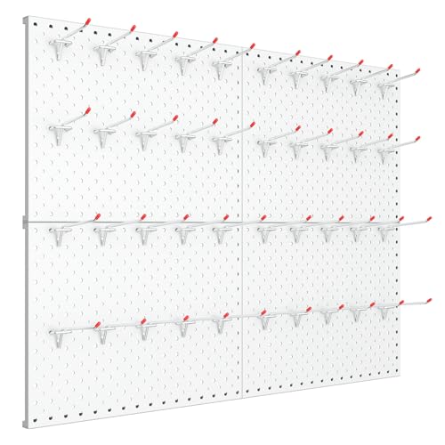 TORACK Metal Pegboard Panels and Hooks, Tool Organizer Peg Board, White - color: Cream White