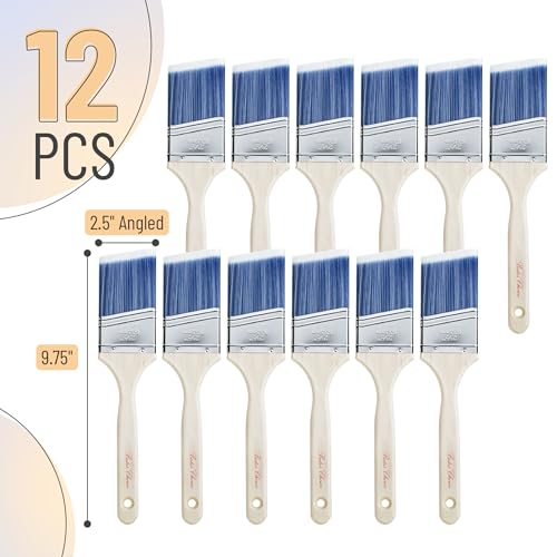 Bates- Paint Brushes, 2.5-Inch, 12 Pack Angle Brushes, Treated Wood Handle - color: Wood Handle Angle, size: 12 Pack, 2.5"