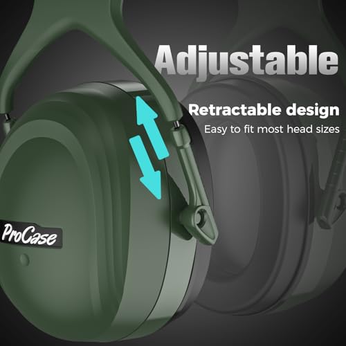 ProCase Extra Large SNR 37dB Noise Cancelling Headphones NRR 30dB Ear Muffs - color: Green
