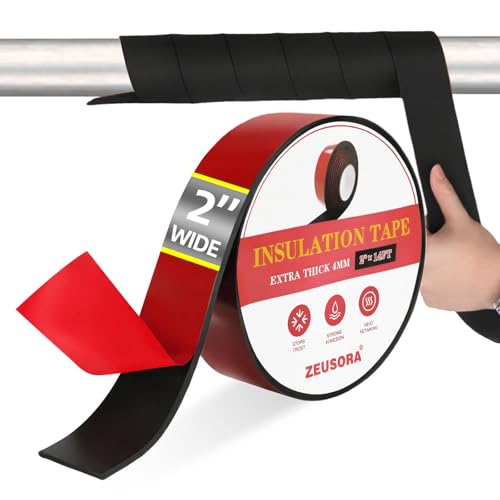 2 inch x 14 ft Pipe Insulation Tape, Outdoor Pipe Insulation Foam Tube for Winter Freeze Protection, for Heat Tape for Water Pipes, Copper Pipes, PVC, AC Line, Black