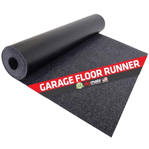 Drymate Garage Floor Runner Mat, (8'10" x 2'6"), Protects Surfaces, Absorbent, Waterproof, Slip-Resistant, Quick Dry Carpet Fabric, Trimmable & Washable (USA Made) (Charcoal) - size: 8'10" x 2'6" (1-Pack)