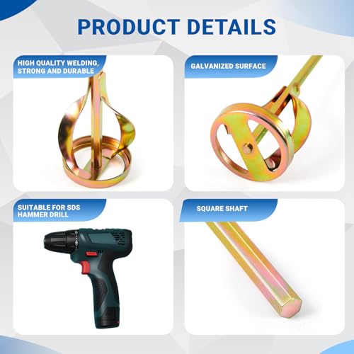 MorningRo 3 Pack Paint Mixer for Drill, Concrete Cement Mixer, Gold - color: Gold