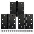 3 Pack Black Door Hinges 4.5 x 4.5 Inches, Heavy Duty Stainless Steel Ball Bearing Hinges with Screws, Square Corner, Smooth and Quiet - size: 4.5x4.5inch - 3 Pack