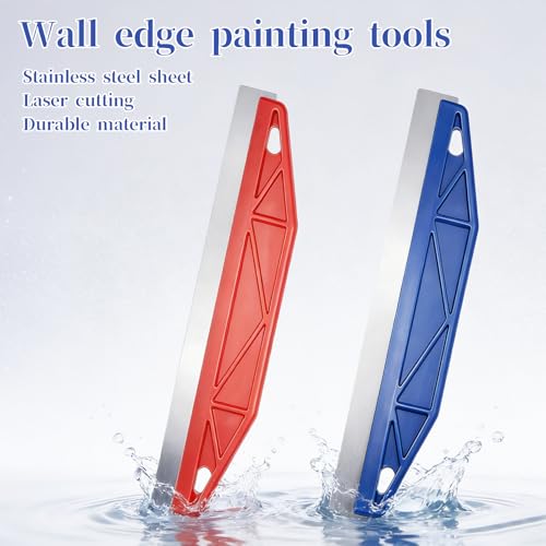 2 Pcs Paint Edger Tool for Walls, Paint Trim Guard 12-Inch Trim Painting Tool for Precise Trimming(Blue+Red)