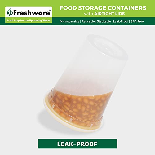 Freshware [60 Count] 8, 16, 32 oz, 20 sets each size Food Storage Containers with Lids,Plastic Deli Containers, Meal Prep Containers, Microwave and Freezer Safe,Stackable, Leakproof, BPA Free, Clear - color: Clear, size: 8, 16, 32 oz - 60 Set