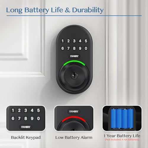 Keypad Smart Door Knob Lock, Yamiry Keyless Entry Digital Lock with Handle