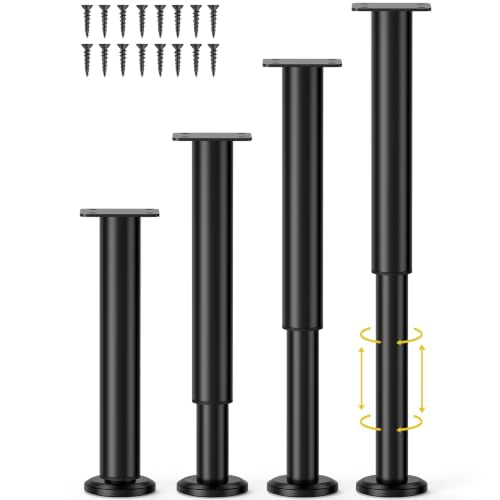 Wlrrcwdttc 4 Pcs Adjustable Bed Center Support Legs 10-17 inch for Bed Frame/Bed Center Slat, Metal Adjustable Furniture Legs for Bed/Cabinet/Sofa/Dresser/Couch/Table,Heavy Duty Bed Replacement Legs - size: 10-17 inch (4pcs)
