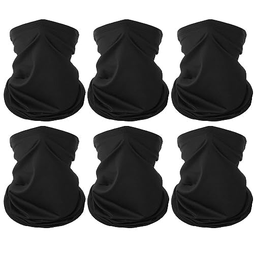 6 Pieces Summer Face Cover Scarf Mens Neck Gaiter For Men Women UV Protection Face Breathable Sun Protection Cycling Running - color: Black(6-pack)