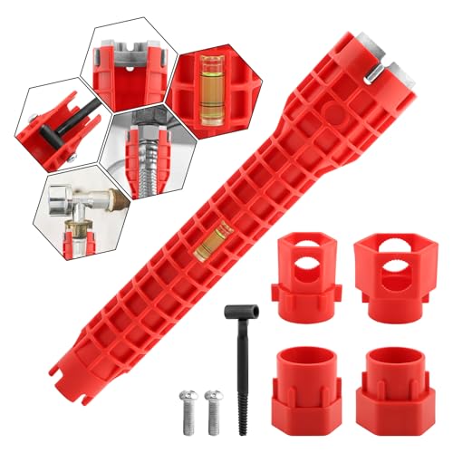 14 in 1 Faucet Sink Basin Wrench, Multifunctional Sink Installer Tool - color: Red