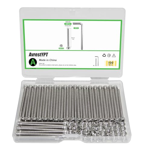 100 Pcs M3 x 40mm Socket Head Cap Screws Metric, Allen Socket Drive, 304 Stainless Steel, Full Thread, Bright Finish, Machine Thread - size: M3 x 40-100Pcs