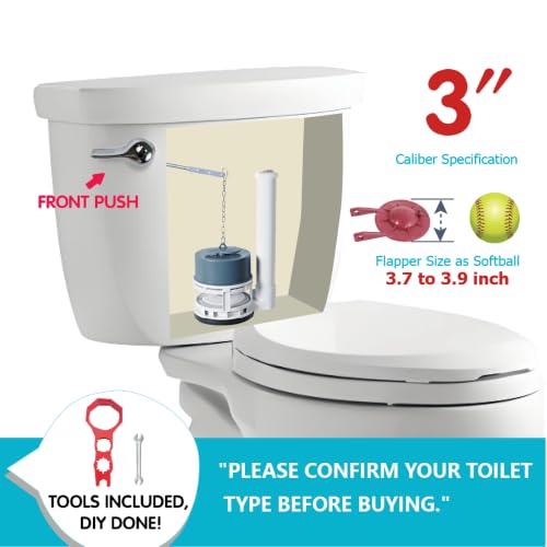Upgraded 3-Inch Toilet Flusher Replacement Kit- Fits Most Brands - size: 3" Tank Outlet Diameter
