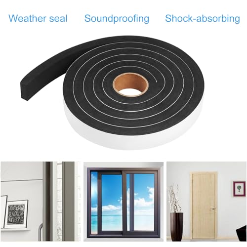 Seal Foam Tape, 2 Rolls 1 Inch W x 1/2 Inch T Weather Stripping for Door and Window,High Density Single Sided Closed Cell Door Insulation Weather Strip, 2 Rolls Total 13FT Black - size: 1"W x 1/2"T x 13FT