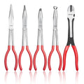 VEVOR 5-Piece Needle Nose Pliers, 11 in Long Needle Nose Pliers Set, Diagonal Cutting Pliers, 45°/ 90° Bent Nose Plier, Round Nose Plier, Long Nose Plier, Professional Pliers Set with Storage Bag - size: 11inch, style: 5pcs