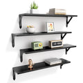 ROMGUAR CRAFT Wood Wall Floating Shelves Set of 4, 23.6" x 6" - Black - color: Black, size: 23.6" x 6"
