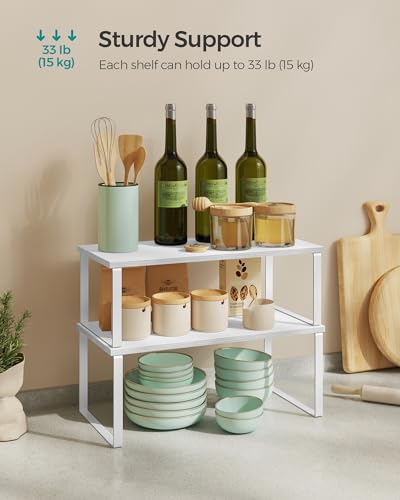 SONGMICS Cabinet Organizer Shelf, Set of 2 Spice Rack, Kitchen Storage - color: Cloud White + Snow White, size: 15.6"w