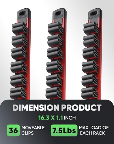 ALOANES Magnetic Screwdriver Organizer 36-Slot Red 3PC for Toolbox - color: Red