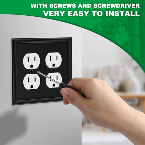 2 Pack Matte Black Decorative Double Outlet Covers Wall Plate - size: 2 Duplex 2 Pack