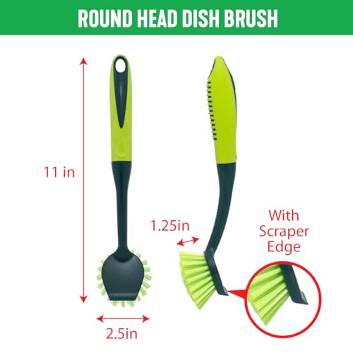 Pine-Sol Scrub Brush Set - Long Handle Cleaning Brushes with Heavy Duty Bristles and Comfort Grip - Scrubbers for Kitchen, Household, and Dishwashing, 5 Pieces - size: 5 Piece Set