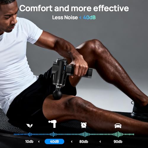 HEYCHY Percussion Massage Gun Deep Tissue, 12mm Portable Muscle Massager - color: Sleek Black