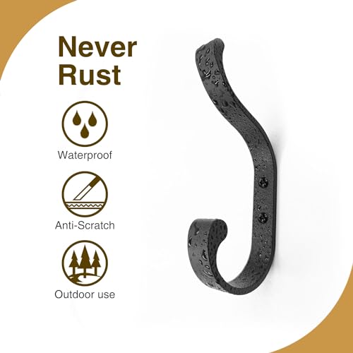 bussdis Coat Hanger Wall Mount 8-Pack - Wall Hooks for Hanging Heavy Duty - color: Black, size: 8 Pack