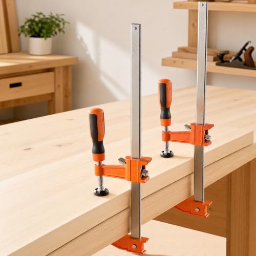 VEVOR Bar Clamps for Woodworking, 8-Pack, 6" and 12" F Clamps, 600 lbs Load Limit, with Plastic Pad and Self-Locking Design, Malleable Iron and Carbon Steel, for Wood Working and Metal Working - size: 12"& 6" (8 Pack), style: Medium-Duty