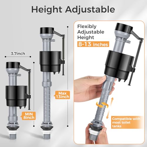 Universal Toilet Flusher Replacement Kit, Toilet Fill Valve Replacement Kit, Toilet Parts Inside Tank Kit, Adjustable, Quiet and Easy to Install (1-Pack)