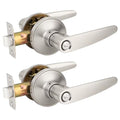 Probrico 2 Pack Privacy Door Levers Door Handles for Bedroom or Bathroom Keyless Leverset, Locked in Side Home/Office Door Lockset,Modern&Durable in Satin Nickel Door Hardware - size: 2 Pack