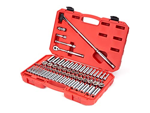 TEKTON 3/8 Inch Drive 6-Point Socket and Ratchet Set, 73-Piece (1/4-1 in., 6-24 mm) | SKT15311 - size: 73-Piece (1/4-1 in., 6-24 mm)