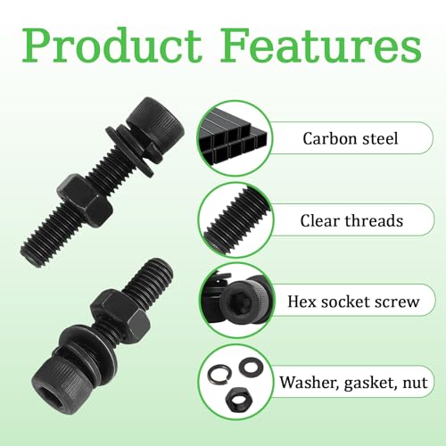 940PCS M3 Screws Assortment Kit, M3x8/10/12/16/18/20/30/40 mm Hex Socket Head Bolts, Nuts & Washers Assorted Set - 12.9 Alloy Steel Black Zinc Plated M3 Screw for 3D Printer,DIY - size: M3 x 8/10/12/16/18/20/30/40-940Pcs