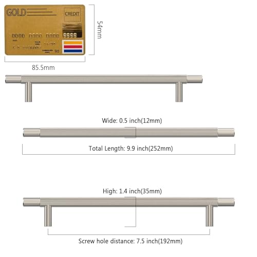 Amerdeco 10 Pack Brushed Satin Nickel Knurled Cabinet Pulls 7.5 Inch Hole Centers Kitchen Cabinet Handles Hardware Kitchen Handles for Cabinets Handles IH0006… - color: Brushed Satin Nickel, size: 7.5"/192MM Hole Center