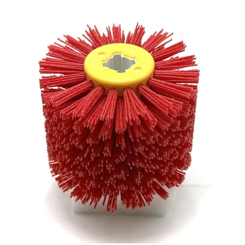 Signi Abrasive Nylon Drawing Wheel Drum Burnishing Brush for Wood polishing 1 Pack (60 Grrit, Red Color Nylon) - size: 60 Grit, Red