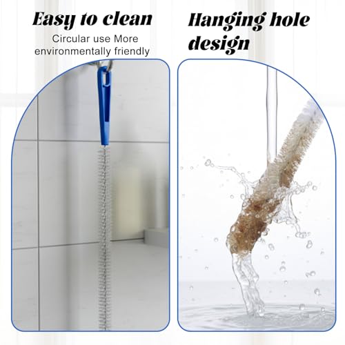 SHENLIU 2pcs Drain Cleaning Brush, Extra Long Sink Drain Clog Brush 23.6inch Snake Drain Hair Removal Tool for Toilet, Kitchen Sink, Bathroom Tub, Shower, Sewer Drain