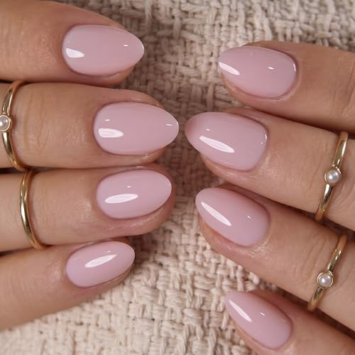 CurvLife Extra Short Almond Press On Nails, Blush Veil Nude Pink, Soft Gel - color: A3 - Blush Veil