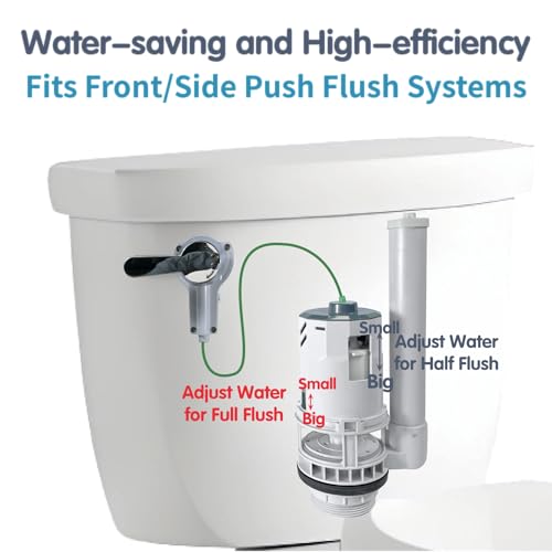 Toilet Tank Replacement Kit for Lever-Handle Toilets - Includes Water-Saving 2-Inch Dual Flush Valve Replacement with Integrated Handle & Adjustable Fill Valve