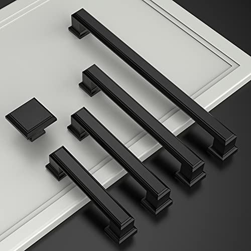 Amerdeco 30 Pack Matte Black Cabinet Pulls 3-3/4" | Cabient Hardware Kitchen Cabinet Handles for Bathroom Drawer Pulls Dresser Pulls ZH0001 - color: Matte Black, size: 3.75" hole center, style: 30 Pack