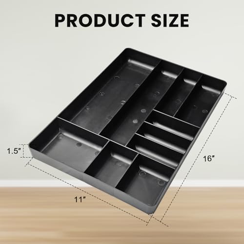 10-Compartments Tool Box Organizer Tray (1, Black) - color: Black
