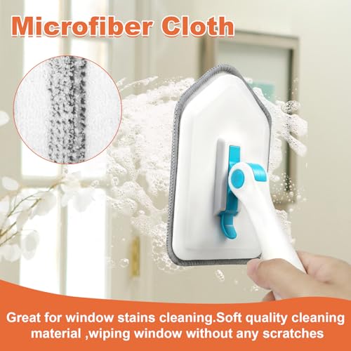 Long Handled Scrub Brush for Shower,3-in-1 Cleaning Brushes with 3 Different Function Cleaning Heads Brush for Shower Cleaning Bathroom Kitchen Walls Tub Tile (White) - color: White