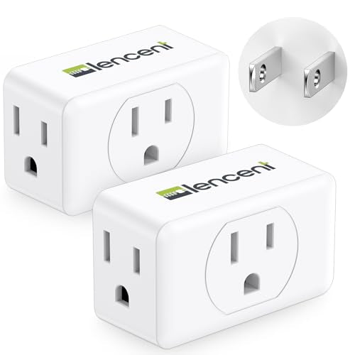 LENCENT 2 Prong to 3 Prong Outlet Adapter, Wall Plug Extender - size: 2 Packs