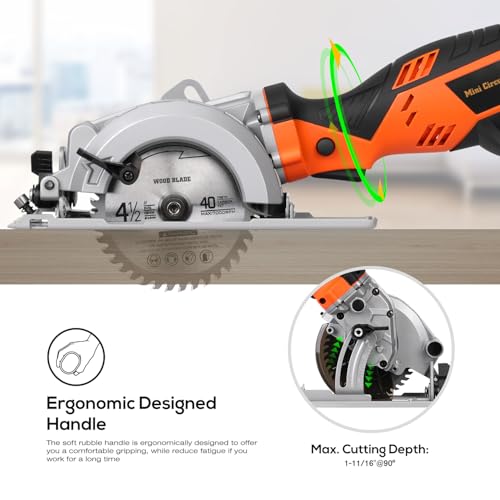 5.8A Power Circular Saw,4-1/2" Electric Saw 3500RPM 2 Pcs Blades - style: 5.8 A circular saw